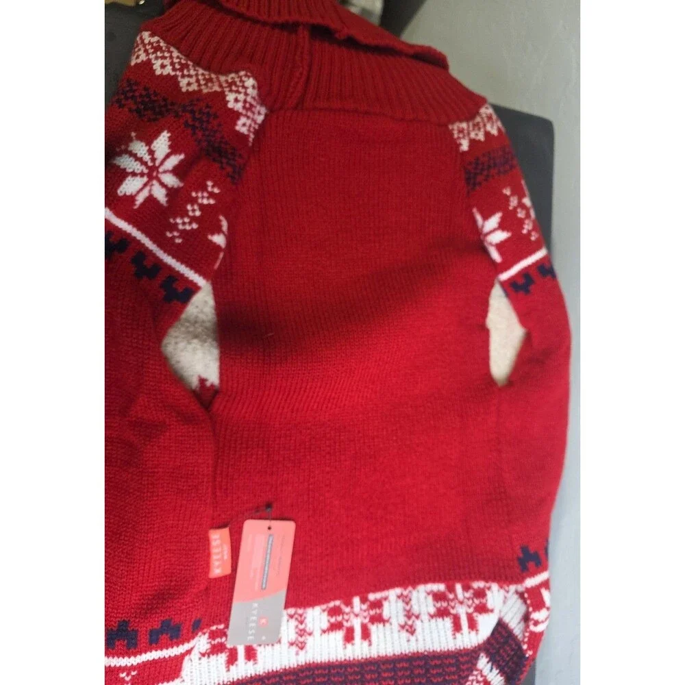 Large Dog SOFT Sweater Reindeer Turtleneck Winter Holiday XXXL (60-80 LBS), RED